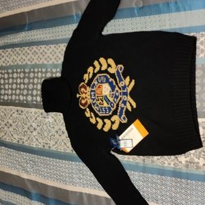 Polo Ralph Lauren Men's Intarsia Crest Wool Turtleneck Sweater Black Sz Small